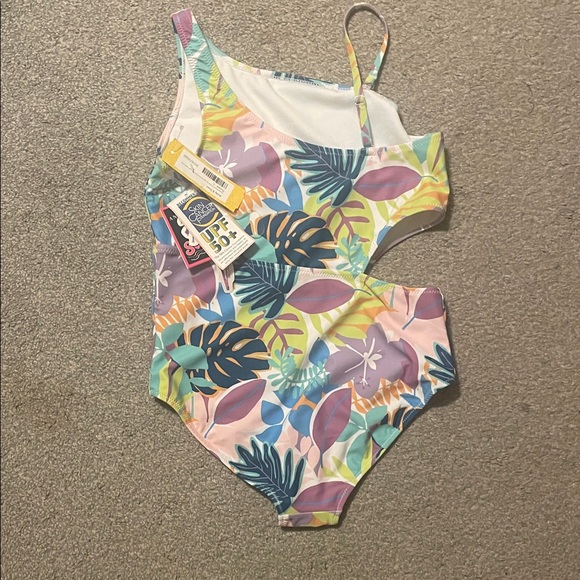 Andy & Evan Girls' Multicolor Tropical One-Piece Swimsuit - Picture 3 of 6
